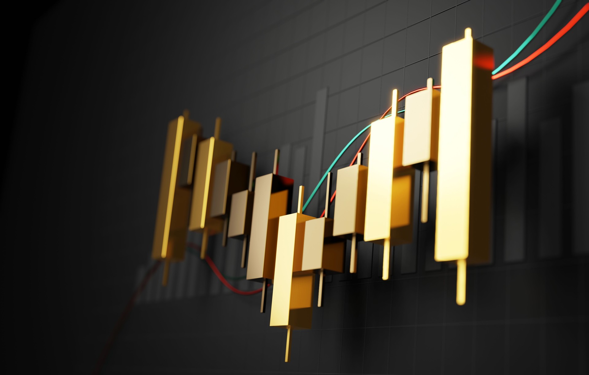 Golden Candlestick on Black Background: Illuminating Financial Analysis and Trading Success
